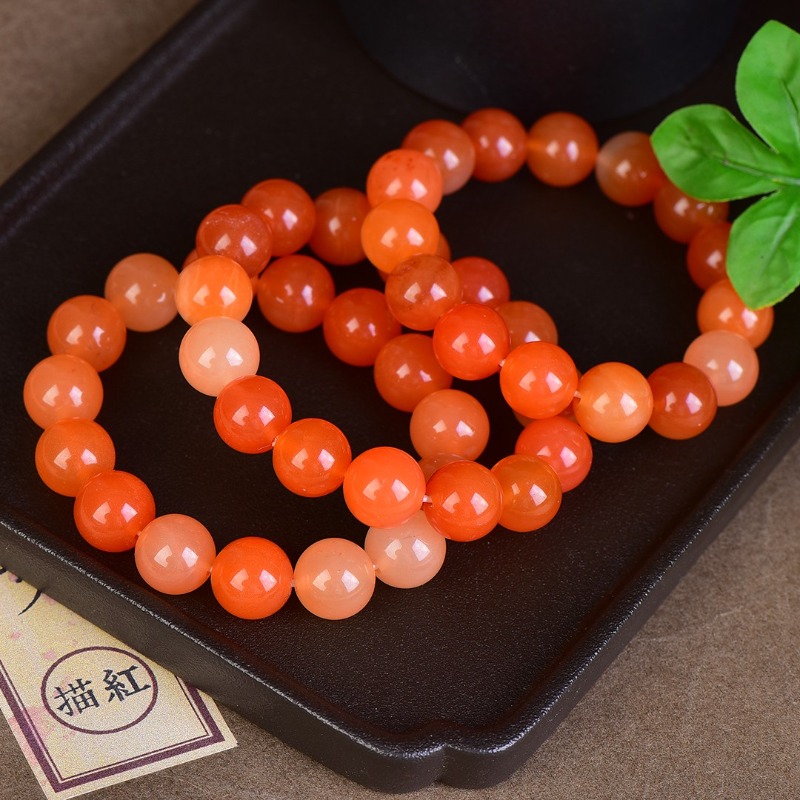 Ethnic Fashion Boutique - Bracelet en Soie et Jade Rouge