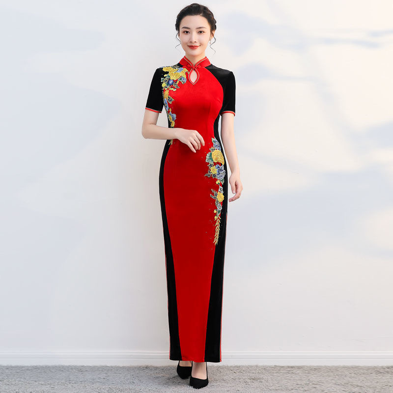 Ao Dai Vietnam Dress - Femmes Vietnam Ao Dai Cheongsam fleur
