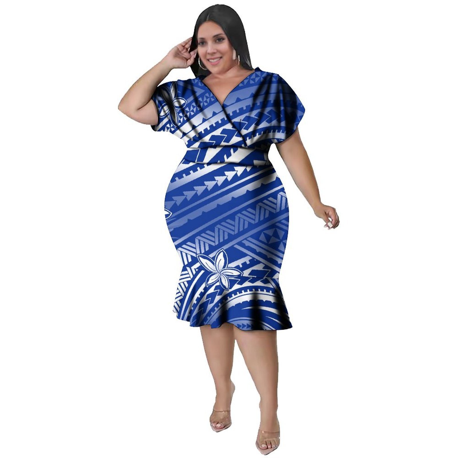 Ethnic Fabric - Robe moulante pour femme, style polynésien,