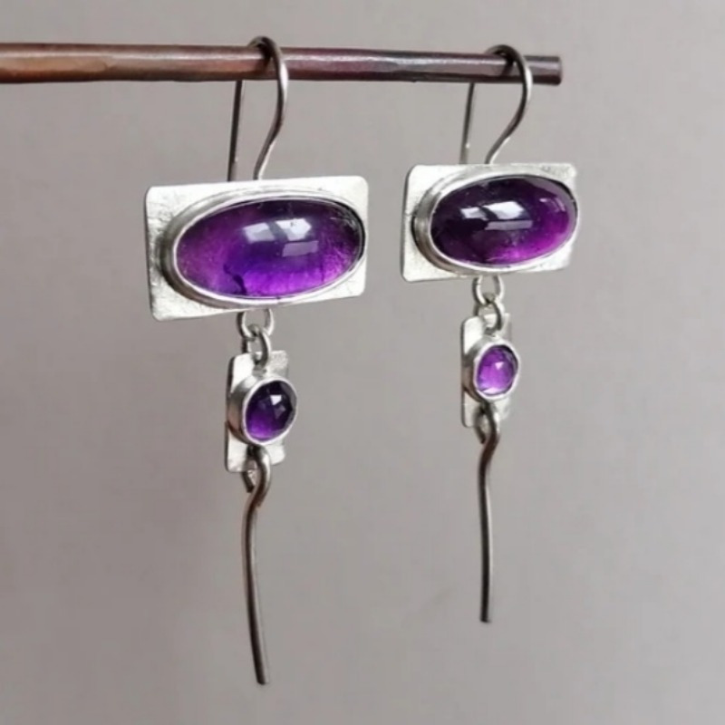 Ethnic Fashion Design - Boucles d'oreilles ovales incrustées de pierres