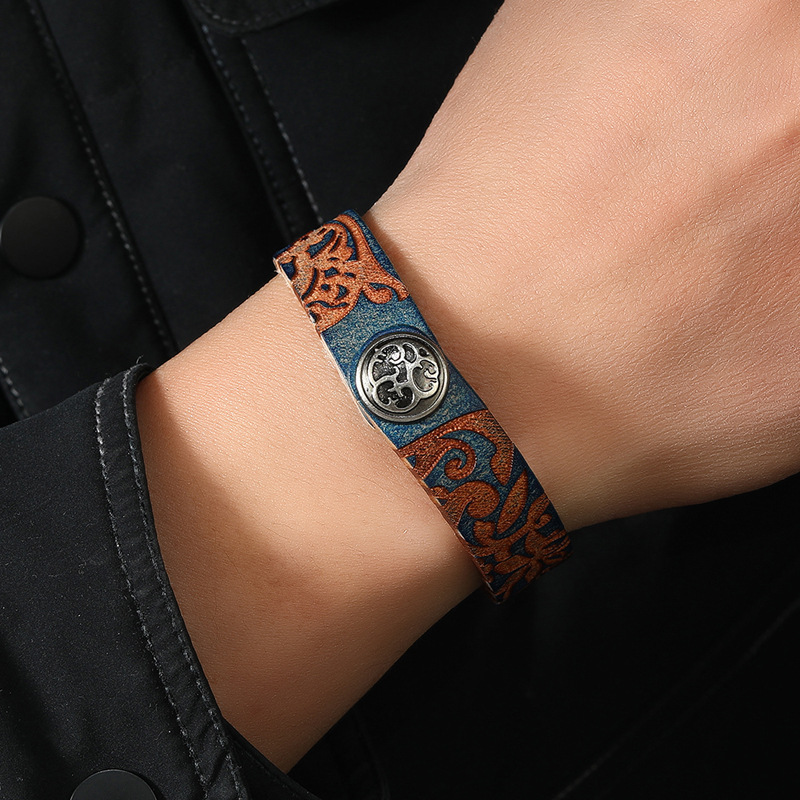 Bracelet en cuir véritable pou - Ethnic Fashion Influencers avis et prix