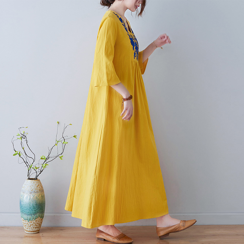 Nouvelle robe longue en coton  - Ethnic Style Dresses avis et prix