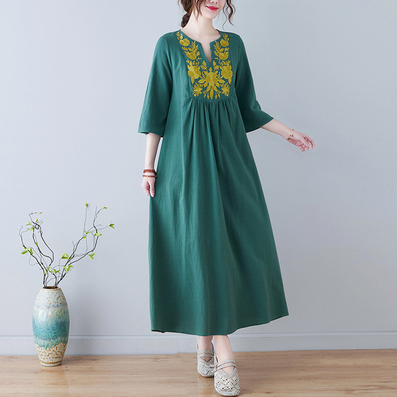 Nouvelle robe longue en coton  - Ethnic Style Dresses avis et prix